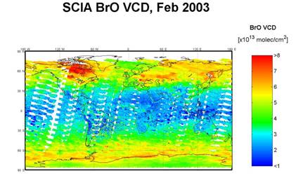 Fig2 intro GOME SCIA Monthly Mean of BrO columns for February 2003